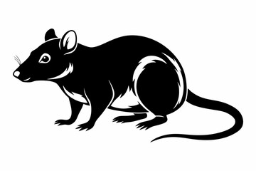 rat silhouette line art vector illustration with a white background
