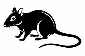 rat silhouette line art vector illustration with a white background