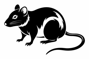 rat silhouette line art vector illustration with a white background