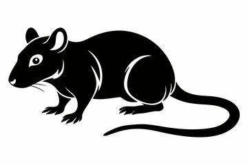 rat silhouette line art vector illustration with a white background
