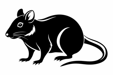 rat silhouette line art vector illustration with a white background