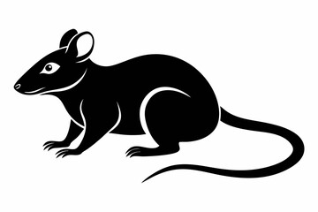 rat silhouette line art vector illustration with a white background
