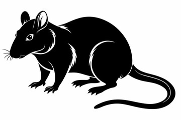 rat silhouette line art vector illustration with a white background