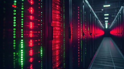Illuminated Server Room: A Glimpse into the Digital Heart