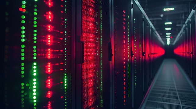 Illuminated Server Room: A Glimpse into the Digital Heart