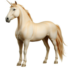 Obraz premium Majestic unicorn standing gracefully on a jet black background with an enchanting aura of mystique and wonder isolated on a white background.