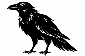 Obraz premium raven silhouette line art vector illustration with a white background