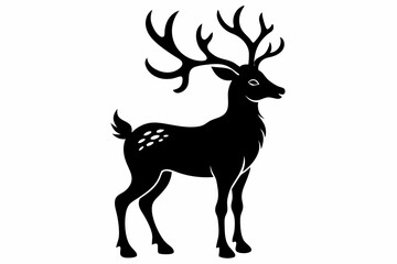reindeer silhouette line art vector illustration with a white background