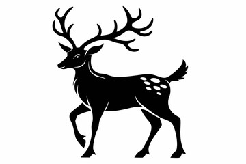reindeer silhouette line art vector illustration with a white background