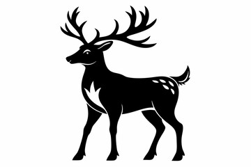 reindeer silhouette line art vector illustration with a white background