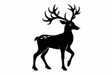 reindeer silhouette line art vector illustration with a white background