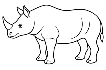 rhinoceros silhouette line art vector illustration with a white background