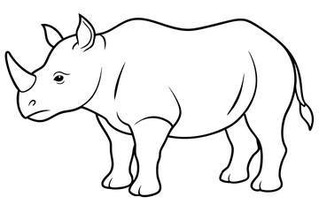 rhinoceros silhouette line art vector illustration with a white background