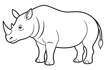 rhinoceros silhouette line art vector illustration with a white background