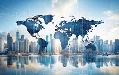 Fototapeta premium Global Interconnectedness and Urban Skyline
