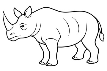 rhinoceros silhouette line art vector illustration with a white background