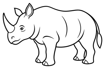 rhinoceros silhouette line art vector illustration with a white background