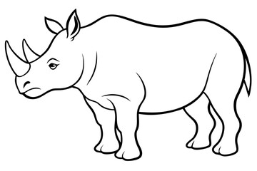 rhinoceros silhouette line art vector illustration with a white background