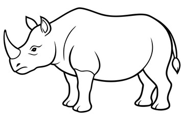 rhinoceros silhouette line art vector illustration with a white background