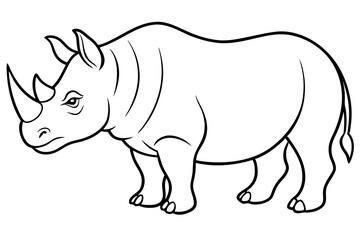 rhinoceros silhouette line art vector illustration with a white background