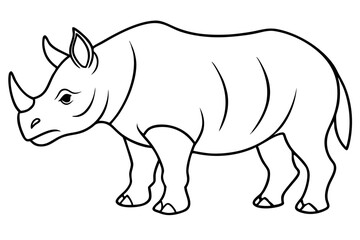 rhinoceros silhouette line art vector illustration with a white background