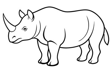 rhinoceros silhouette line art vector illustration with a white background