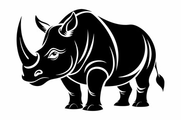 rhinoceros silhouette line art vector illustration with a white background