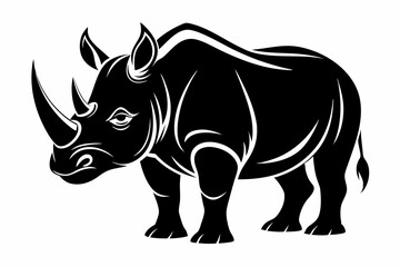 Fototapeta premium rhinoceros silhouette line art vector illustration with a white background