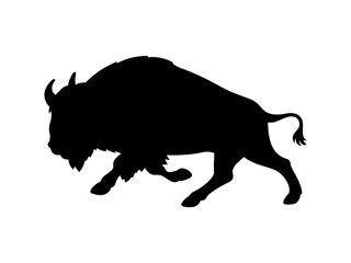 Bison running silhouette vector flat illustration design.