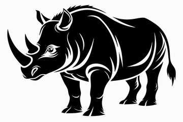 rhinoceros silhouette line art vector illustration with a white background