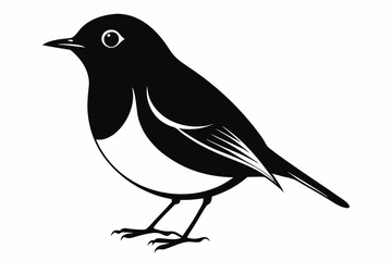robin silhouette line art vector illustration with a white background