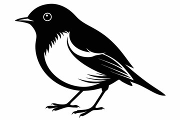 robin silhouette line art vector illustration with a white background