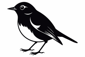 robin silhouette line art vector illustration with a white background