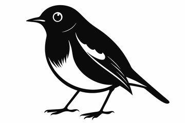 robin silhouette line art vector illustration with a white background