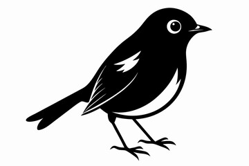 robin silhouette line art vector illustration with a white background
