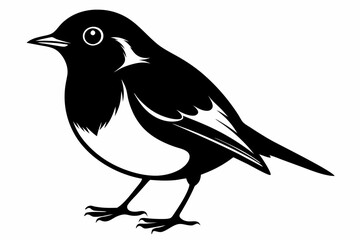 Fototapeta premium robin silhouette line art vector illustration with a white background