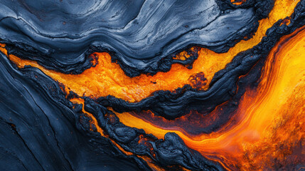 Obraz premium Abstract Flowing Texture with Vibrant Orange and Deep Blue Shades