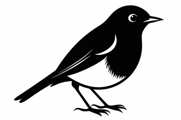 robin silhouette line art vector illustration with a white background