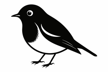 robin silhouette line art vector illustration with a white background