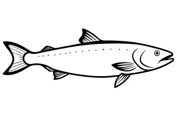 salmon silhouette line art vector illustration with a white background
