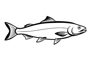 salmon silhouette line art vector illustration with a white background