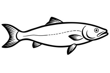 salmon silhouette line art vector illustration with a white background