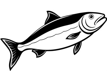 salmon silhouette line art vector illustration with a white background