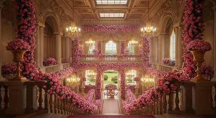 Obraz premium Aisle of Roses AI Generated
