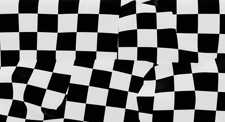 Fototapeta premium A checkered tapestry of victory and defeat Crumbled finish line Black and white chaos The Weight of a Thousand Races Unfurled ambition AI Generated