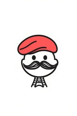 Cartoon man with mustache and beret.