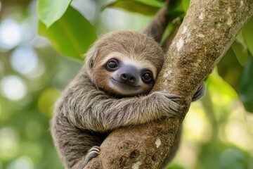 Fototapeta premium Adorable Baby Sloth in Tree