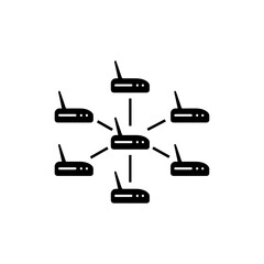 Fototapeta premium Several Connected Routers Forming a Stable Digital Network