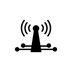 Simple Wireless Tower Emitting Signals with Connected Nodes