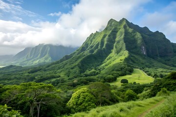 Obraz premium mountain landscape with blue sky and clouds